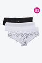 Panty tipo hípster en algodón y encaje paquete x3