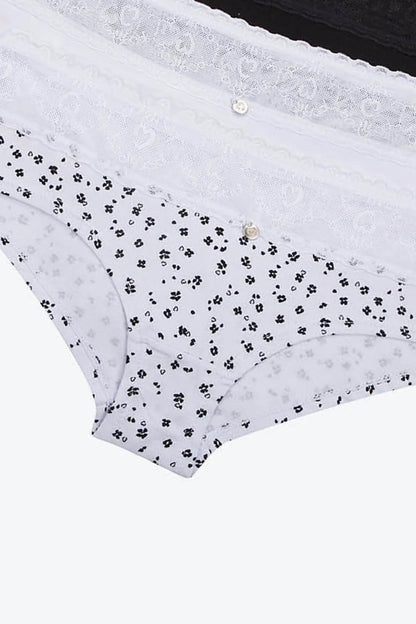 Panty tipo hípster en algodón y encaje paquete x3