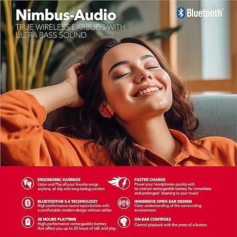 RCA Wave-78 True Wireless Earbuds, Bluetooth, Audio de alta resolución