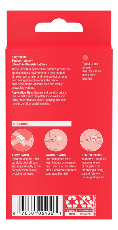 Parches Para Acné Y Espinillas Neutrogena Stubborn Acne Ultra-Thin Blemish Patches