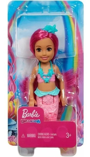 Barbie Chelsea Sirena Doll 16.5 cms con cabello rosa y cola