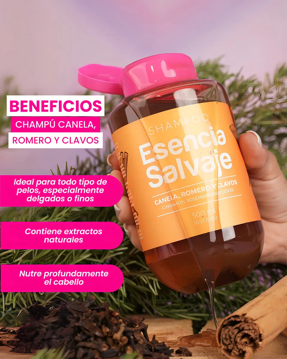 Champú Romero Canela Y Clavos 500ml Esencia Salvaje