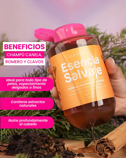 Champú Romero Canela Y Clavos 500ml Esencia Salvaje